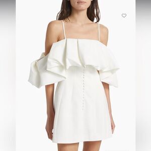 NWT SIMKHAI Puffed Off-The-Shoulder Minidress Natural White Size 10